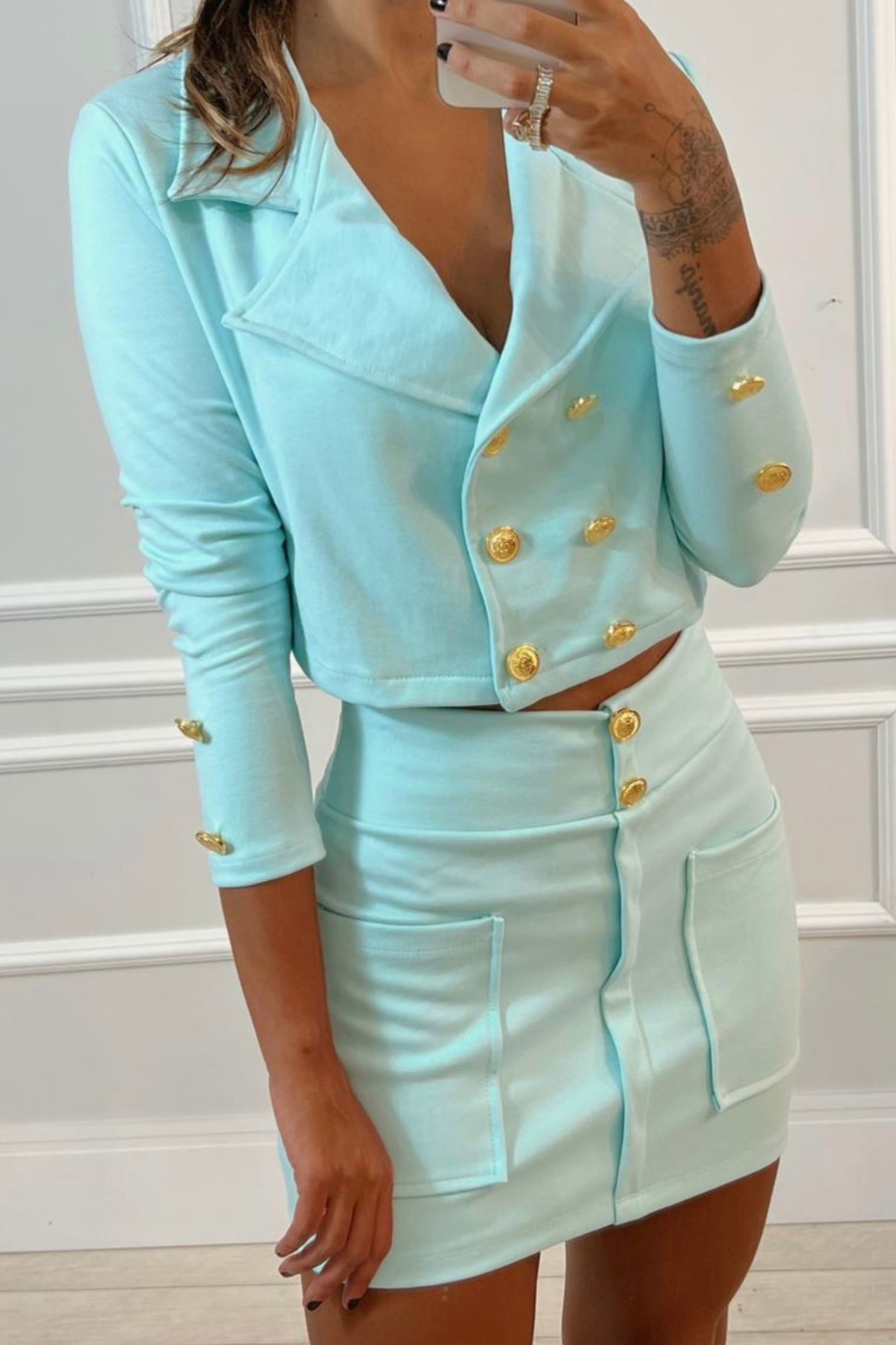 Conjunto Saia E Casaco Azul Bebe - Vanessa Marques Boutique