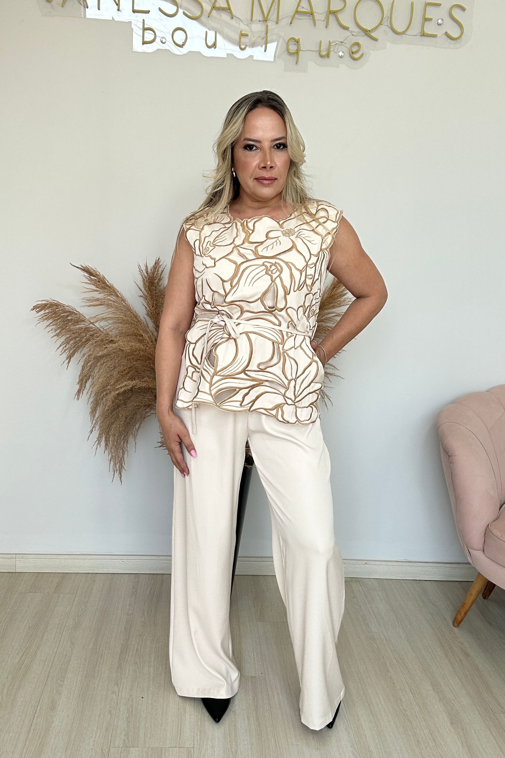 Macacão Amabile - Bege - Vanessa Marques Boutique