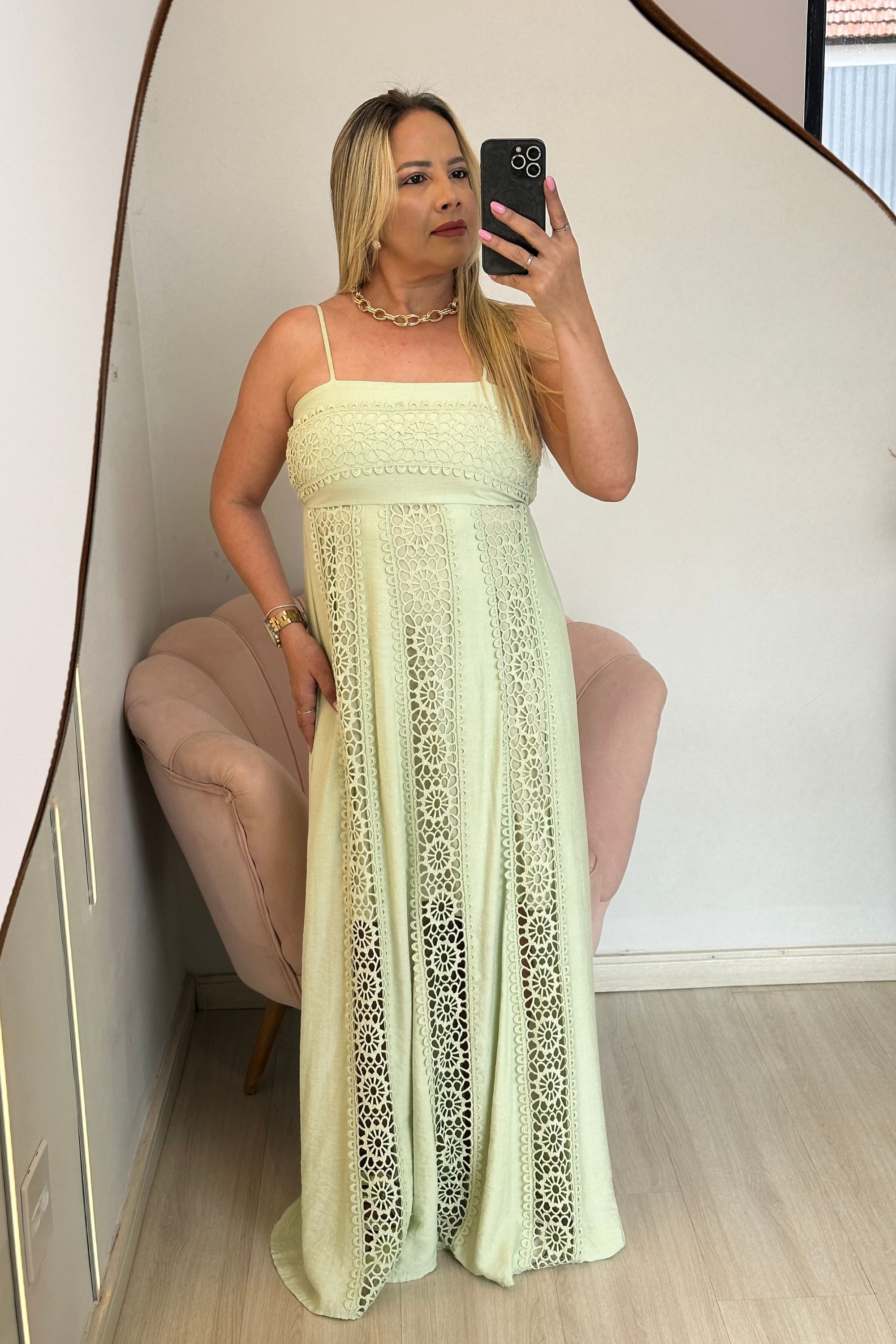 Vestido longo Mari - Verde menta - Vanessa Marques Boutique