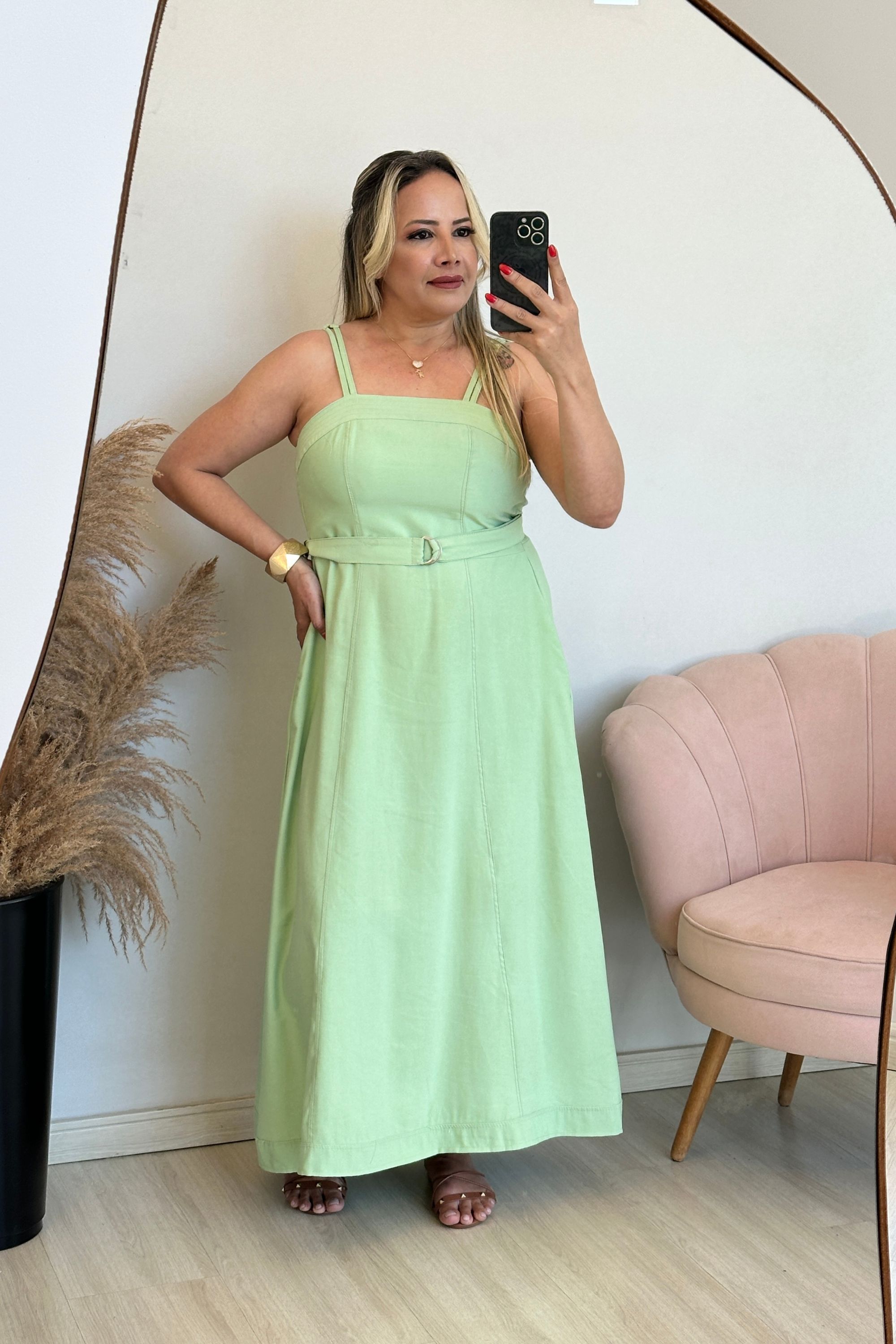 Vestido Catarina - Pistache - Vanessa Marques Boutique