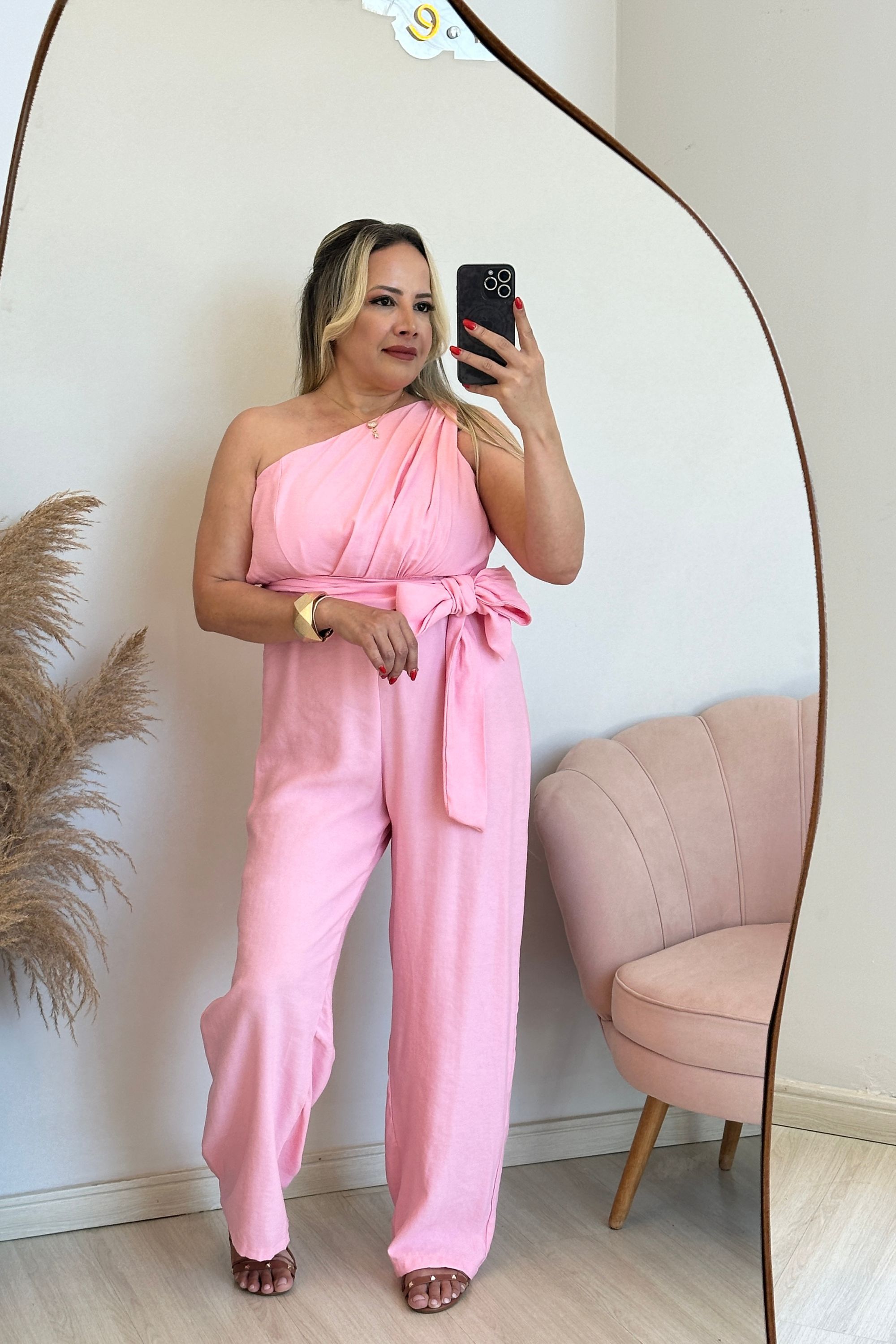 Macacão Gleice - Rosa bebê - Vanessa Marques Boutique