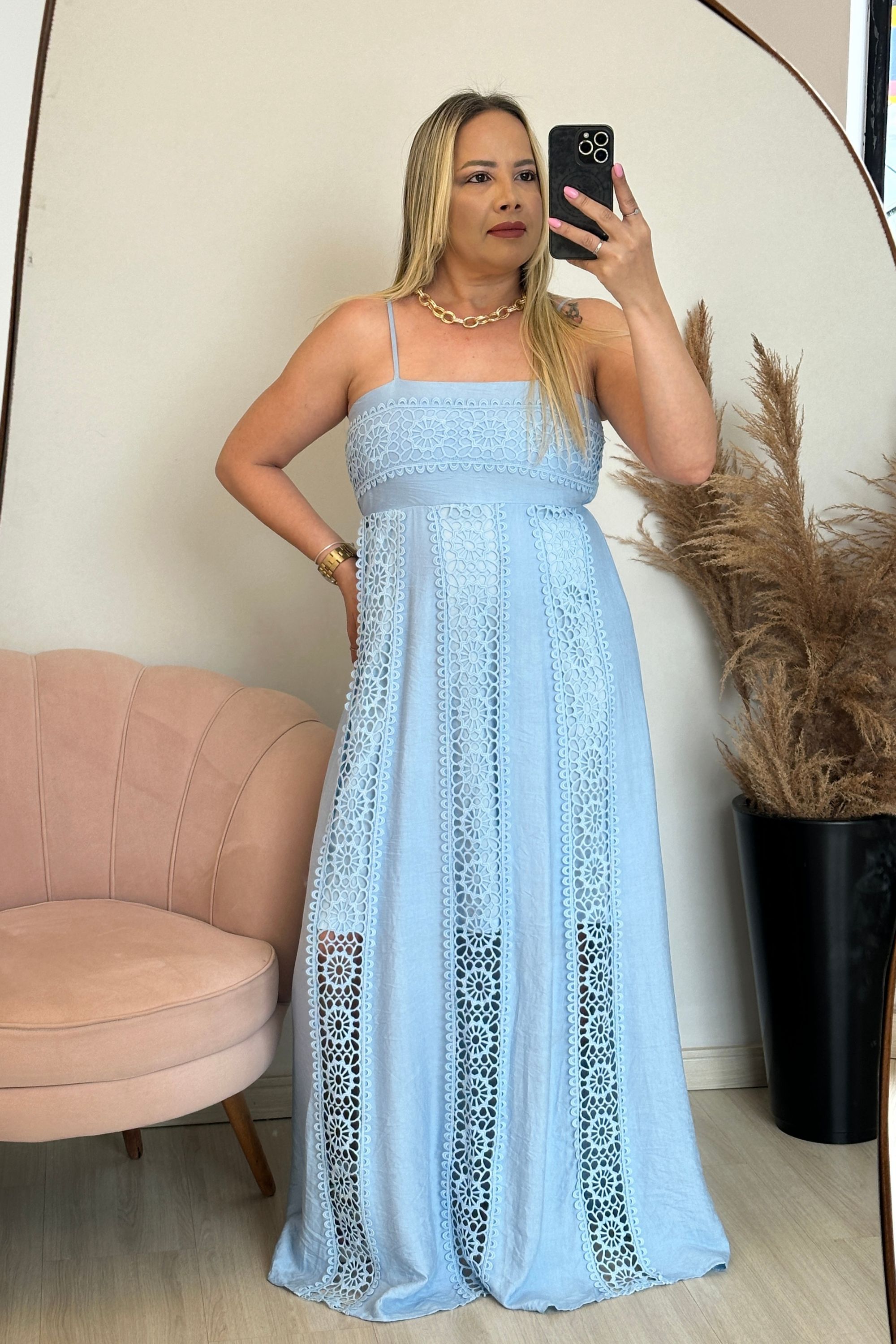 Vestido longo Mari - Azul - Vanessa Marques Boutique