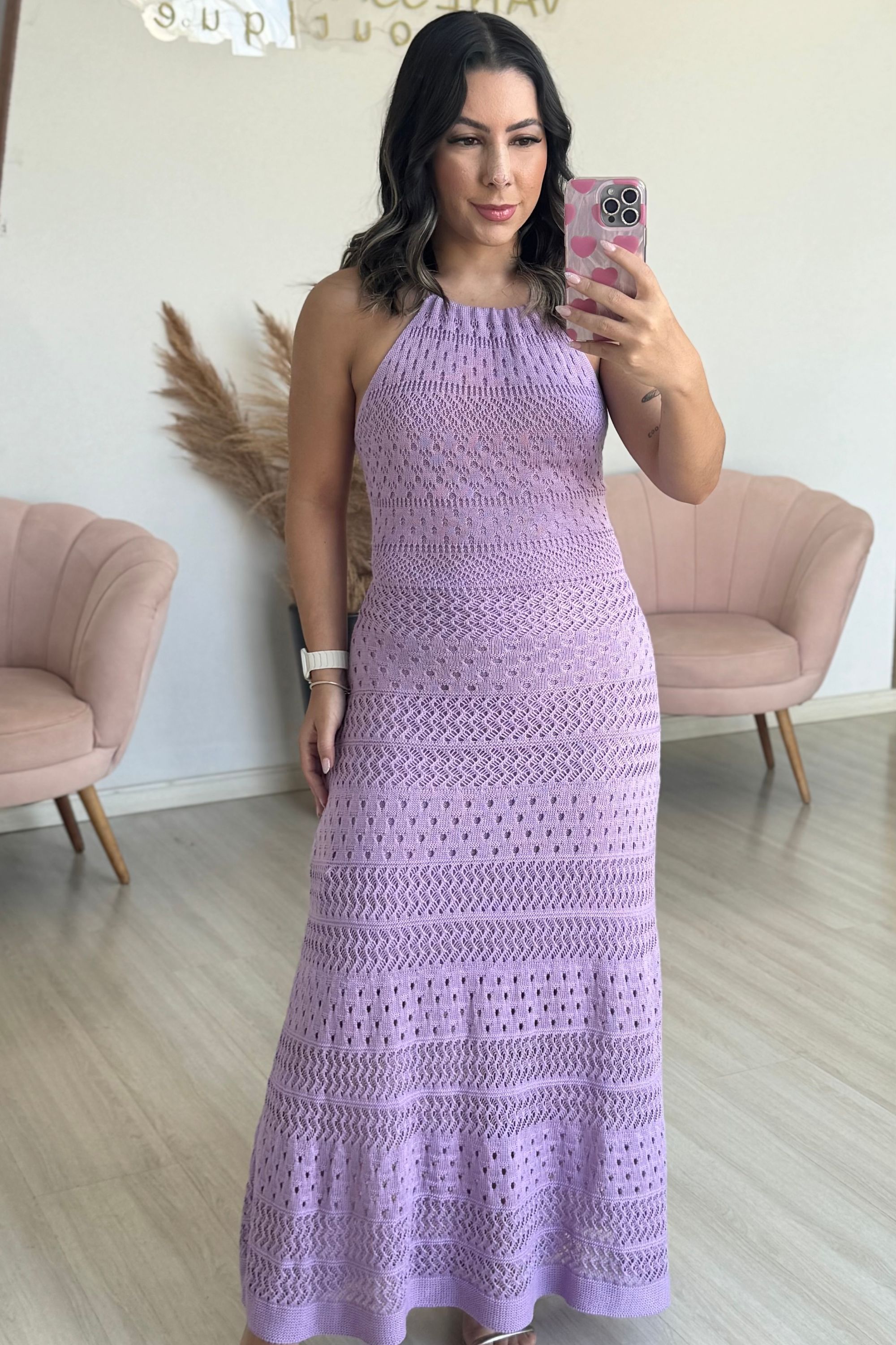 Vestido de tricô Lia - Lilás - Vanessa Marques Boutique