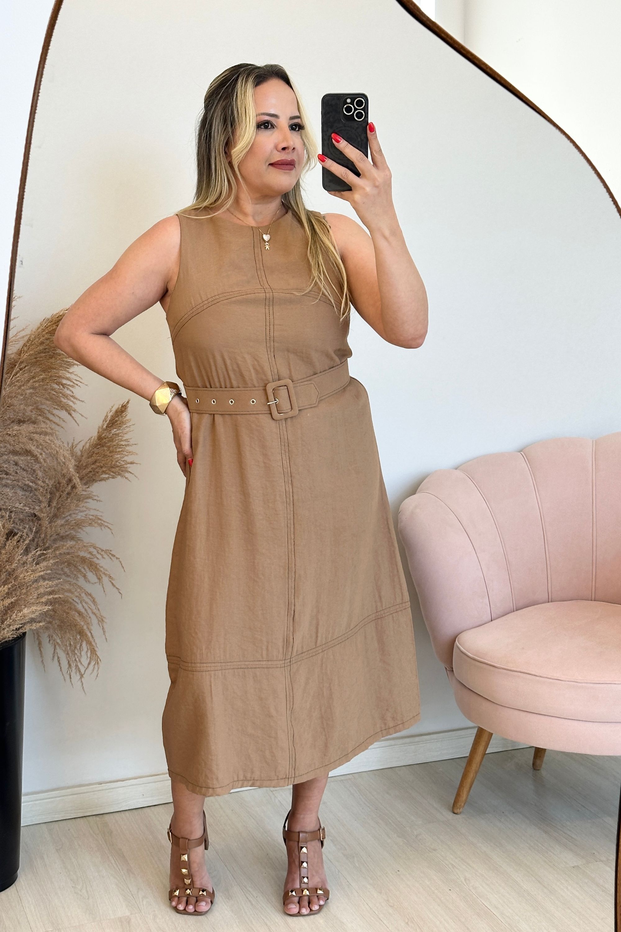 Vestido Laura - caramelo - Vanessa Marques Boutique