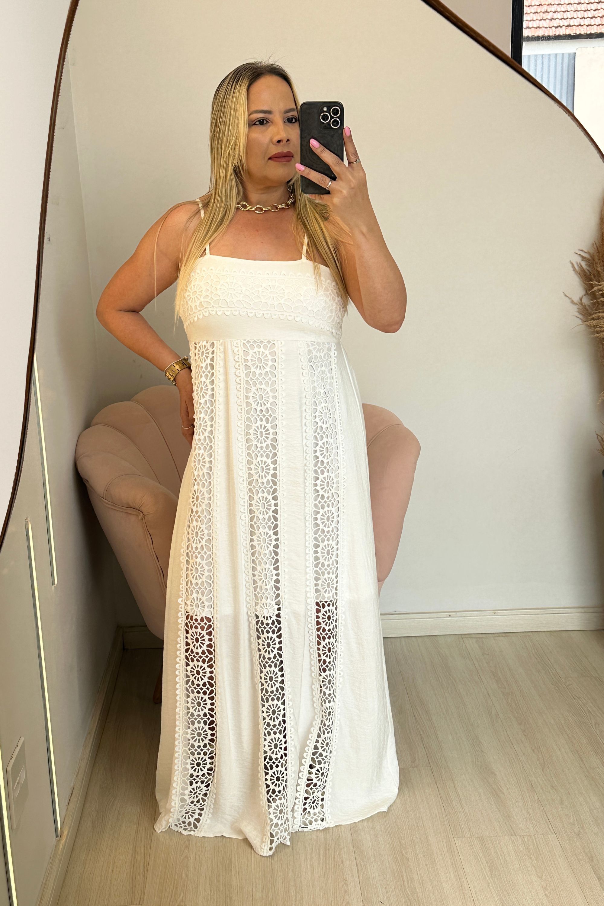 Vestido longo Mari - branco - Vanessa Marques Boutique
