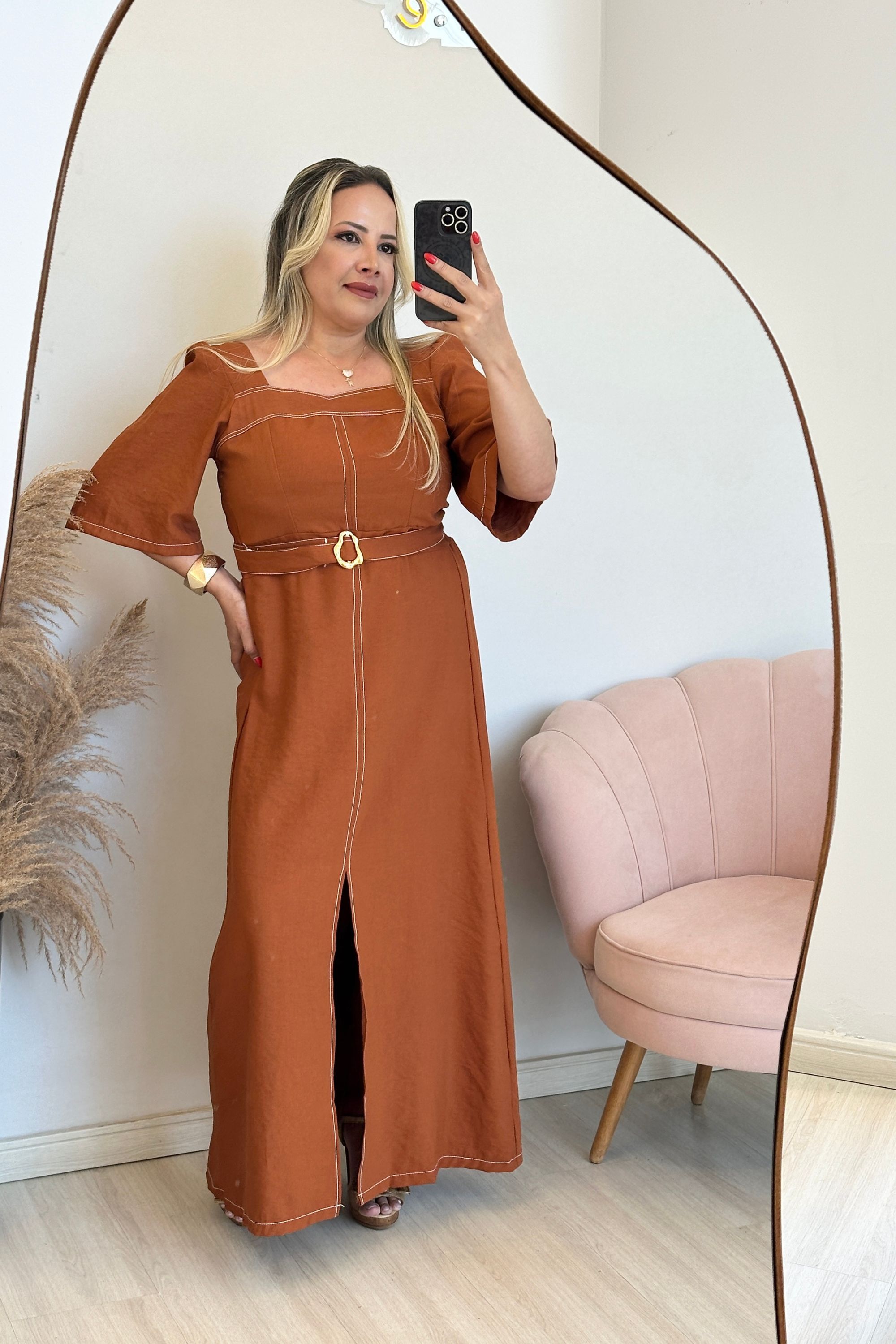 Vestido Tainá - Terracota - Vanessa Marques Boutique