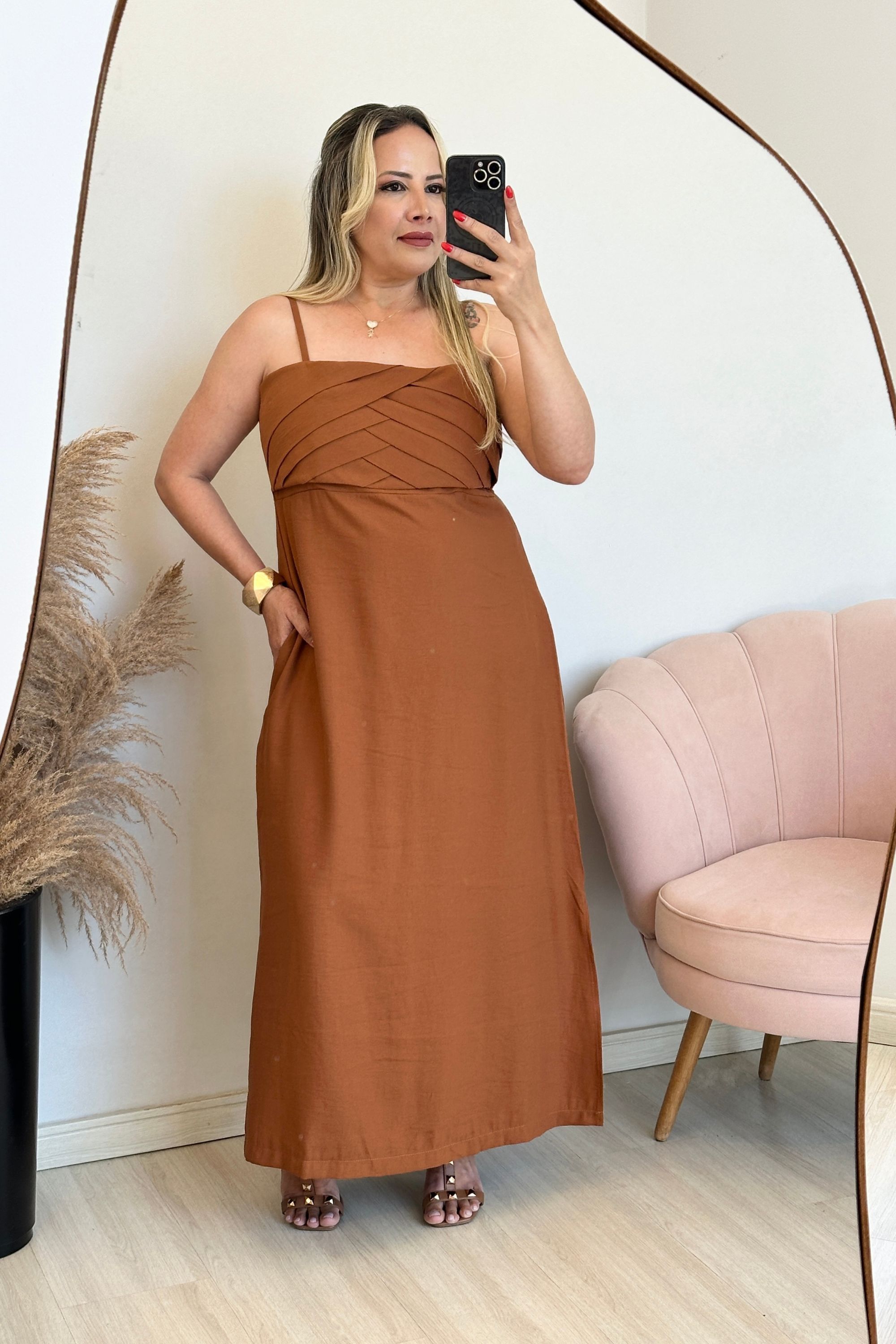 Vestido Nayara - Terracota - Vanessa Marques Boutique