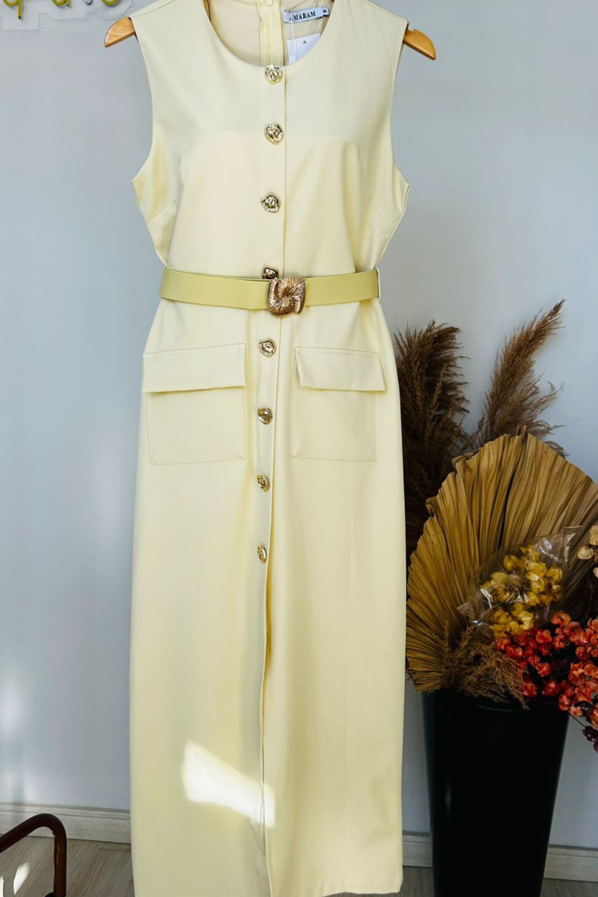 Vestido social amarelo manteiga - Vanessa Marques Boutique