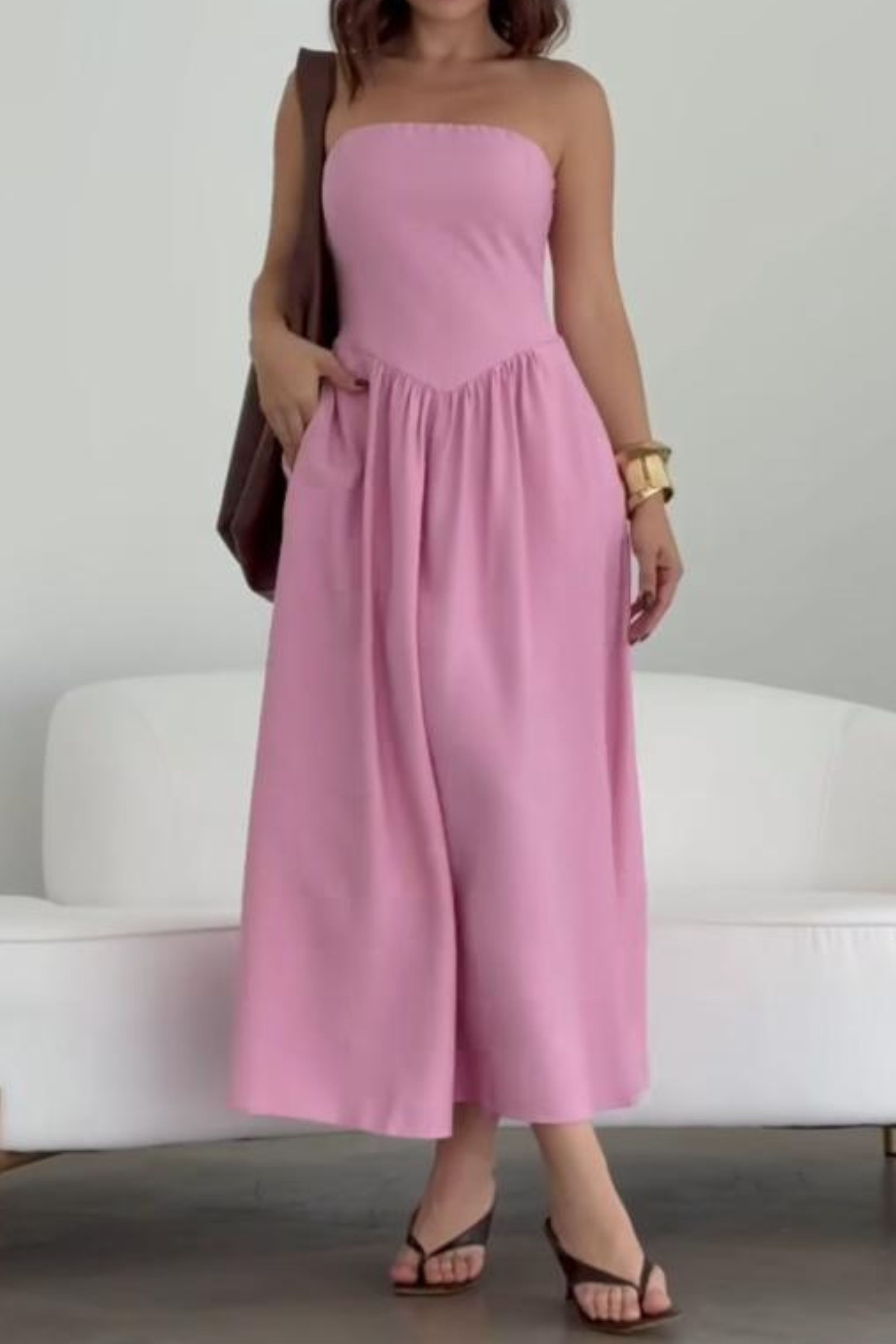 Vestido tomara que caia - Rosa - Vanessa Marques Boutique