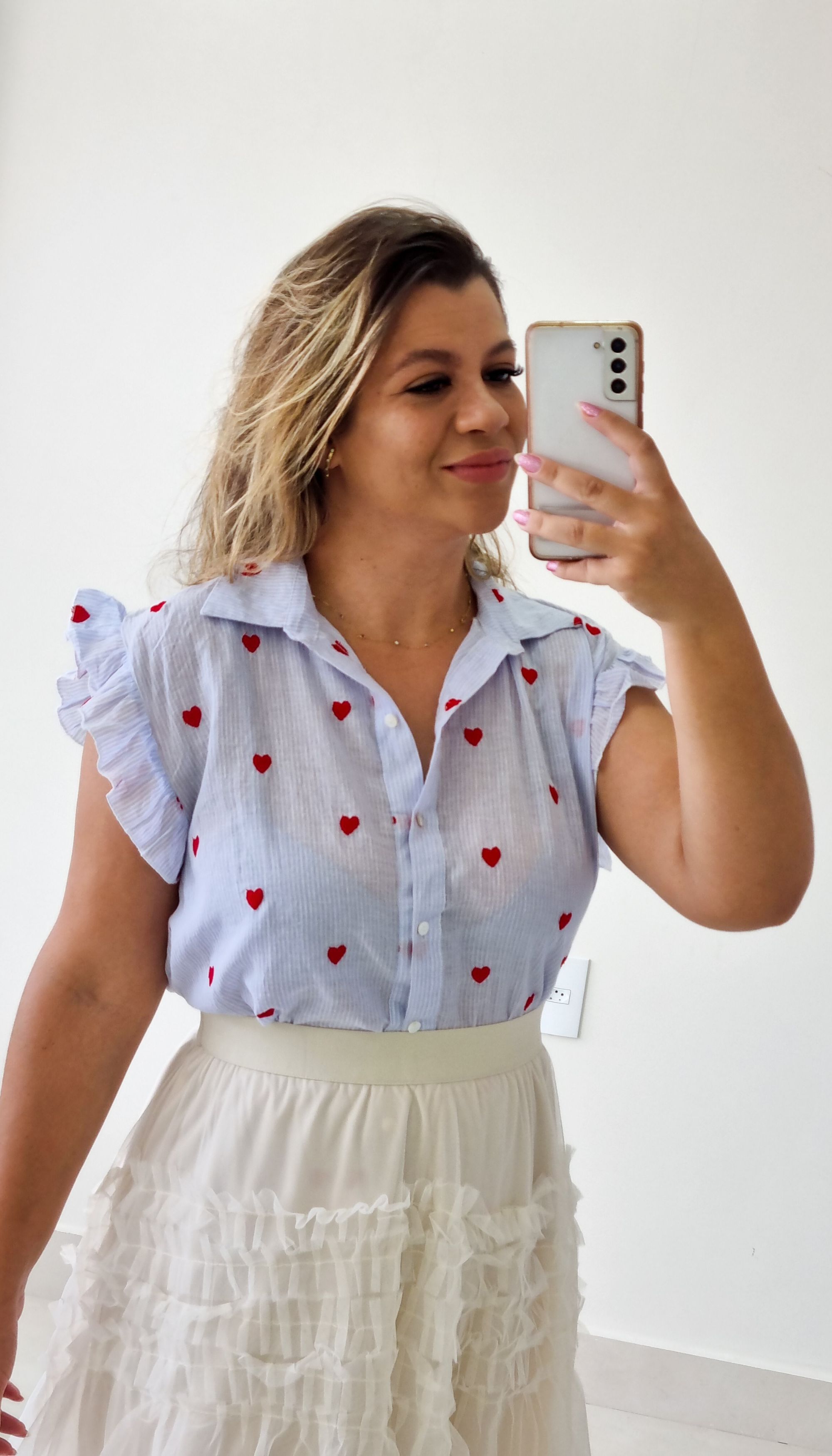 Camisa Azul Coração - THASSIA GABRIELA