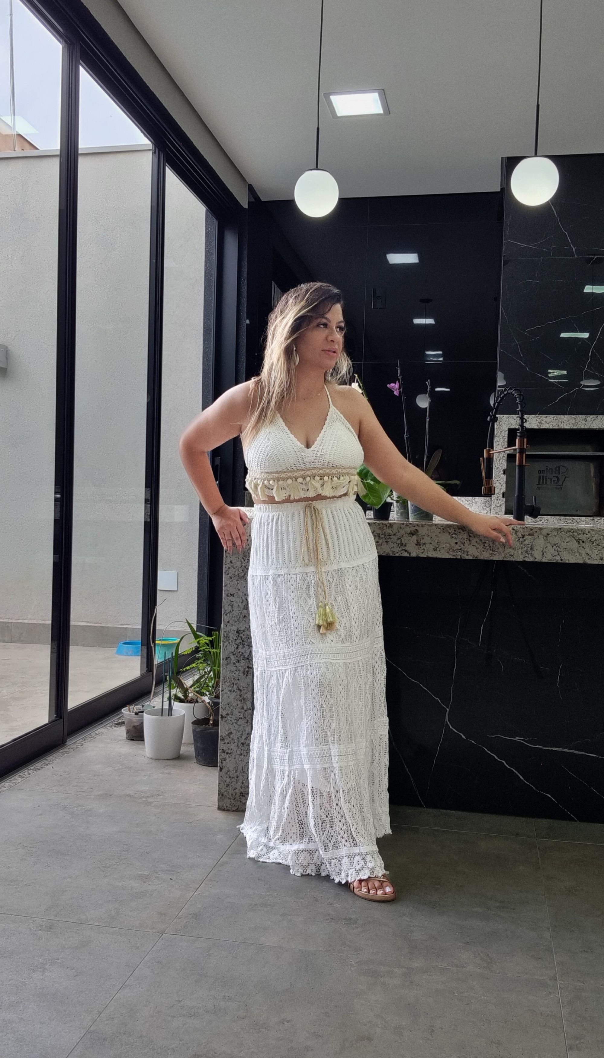 Cropped Crochê Branco - THASSIA GABRIELA