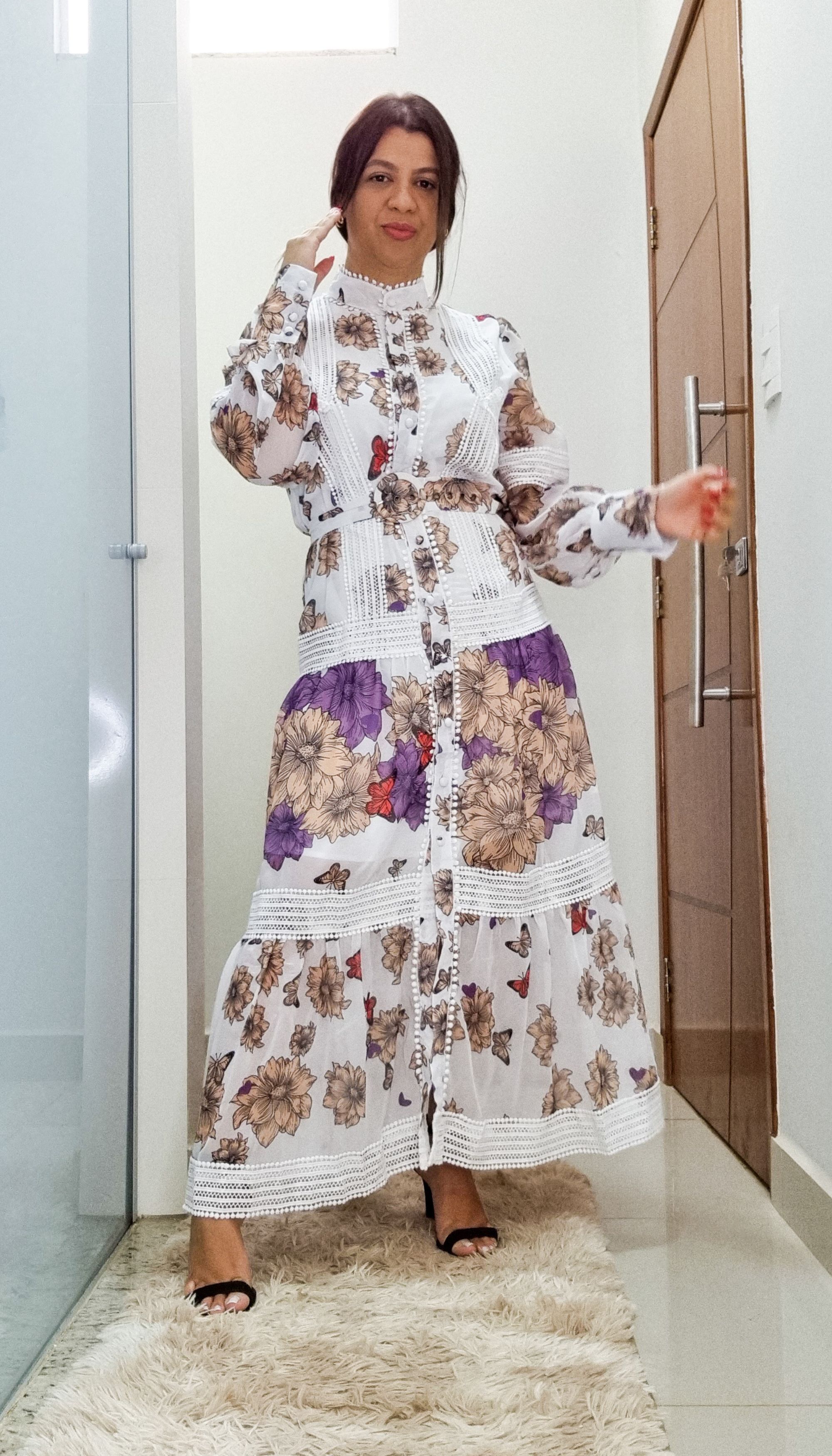 Vestido Longo Gola Japonesa - THASSIA GABRIELA