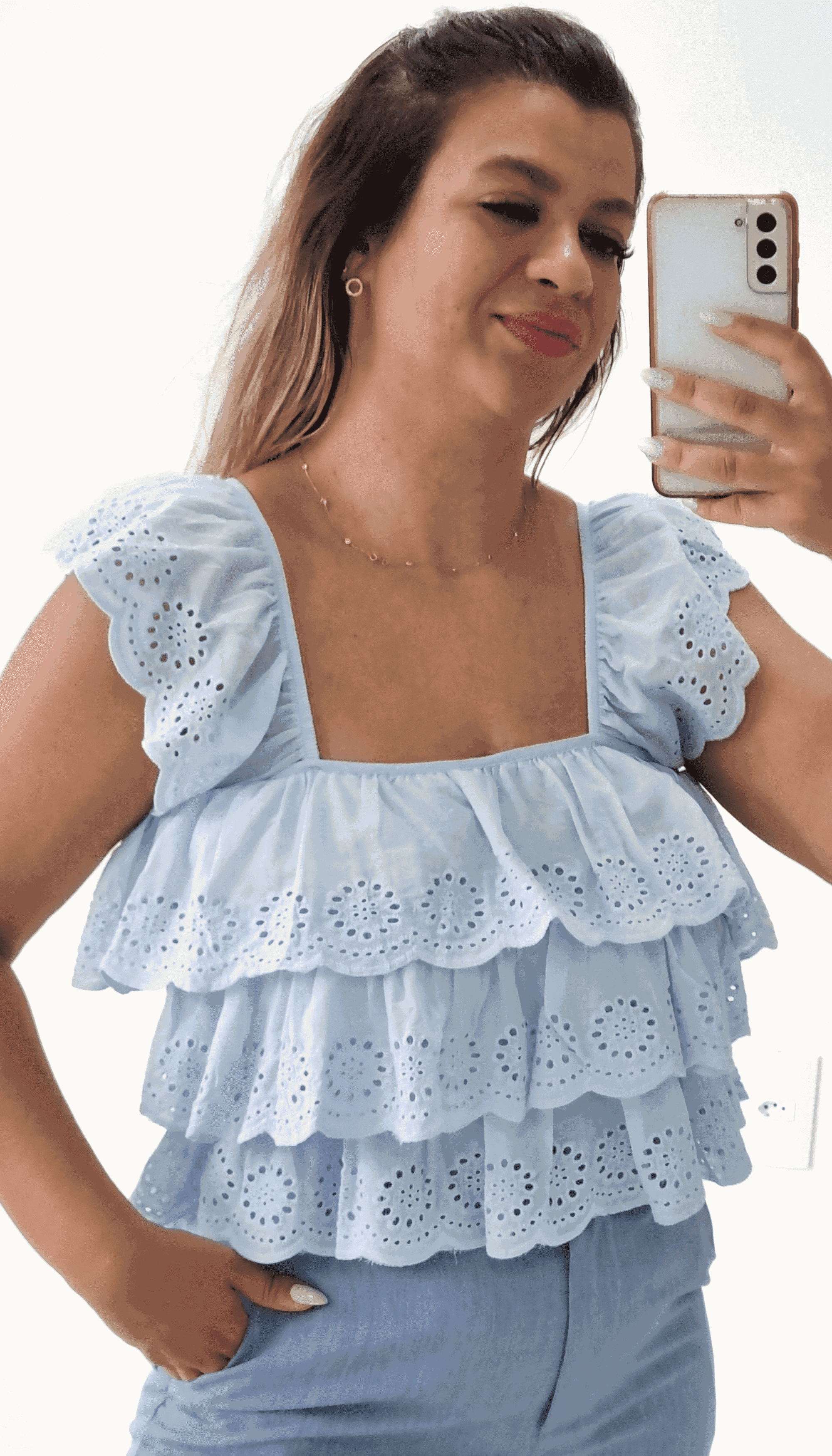 Blusa Babado Lasie Azul - THASSIA GABRIELA