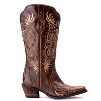 Bota Feminina Texana Tucson - Couro Euro Texas Wisky - Solado P51 Rústico Café