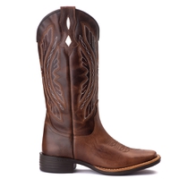 Bota Feminina Texana Tucson - Couro Euro Texas Wisky - Solado Flor