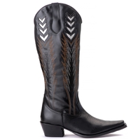 Bota Feminina Texana Tucson - Couro Preto - Solado P51 Liso Preto