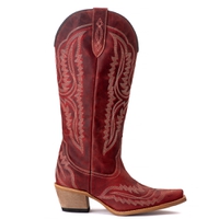 Bota Feminina Texana Tucson - Couro Fóssil Vermelho - Solado P51 Natural