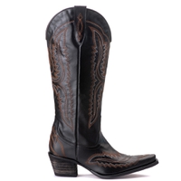Bota Feminina Texana Tucson - Couro Preto - Solado P51 Rústico Preto