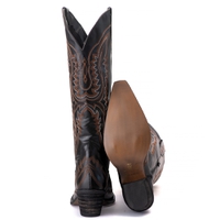 Bota Feminina Texana Tucson - Couro Preto - Solado P51 Rústico Preto