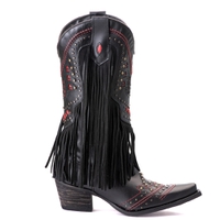 Bota Feminina Texana Tucson - Couro Preto - Solado P51 Rústico Preto