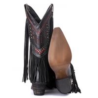 Bota Feminina Texana Tucson - Couro Preto - Solado P51 Rústico Preto