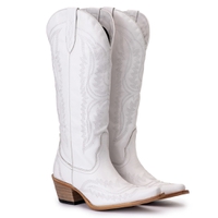 Bota Feminina Texana Tucson - Couro Branco- Solado P51 Natural