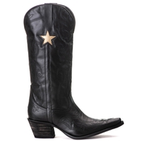 Bota Feminina Texana Tucson - Couro Preto - Solado P51 Rústico Preto