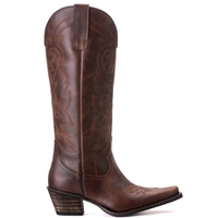 Bota Feminina Texana Tucson - Couro Euro Texas Wisky - Solado P51 Rústico Café