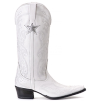 Bota Feminina Texana Tucson - Couro Branco- Solado P51 Liso Preto