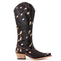 Bota Feminina Texana Tucson - Couro Pelo Vaca Preta -Solado P52 Rústico Natural