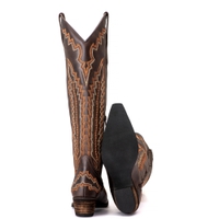 Bota Feminina Texana Tucson - Couro Fóssil Café -Solado P52 Rústico Café