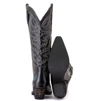 Bota Feminina Texana Tucson - Couro Preto -Solado P51 Rústico Preto