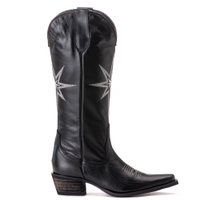 Bota Feminina Texana Tucson - Couro Preto - Solado P52 Rustico Preto 