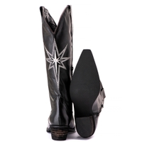 Bota Feminina Texana Tucson - Couro Preto - Solado P52 Rustico Preto 