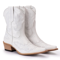 Bota Feminina Texana Tucson - Couro Branco - Solado P52 Natural