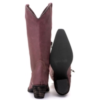 Bota Feminina Texana Tucson - Couro Tucson Roxo - Solado P51 Rústico Preto