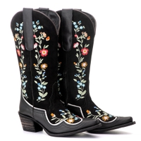 Bota Feminina Texana Tucson - Couro Camurça preto - Solado P51 Rústico Preto