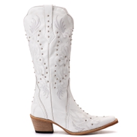 Bota Feminina Texana Tucson - Couro Branco - Solado P51 Natural