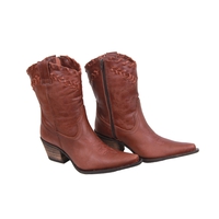 Bota Feminina Tucson - Couro Euro Rock Oil Camel - Solado P51 Rústico Café