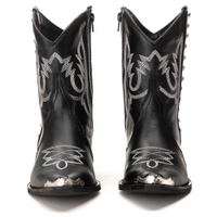 Bota Texana Feminina Tucson - Couro Preto- Solado P52 Rústico Preto