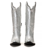 Bota Texana Feminina Tucson - Couro Napa Prata - Solado P51 Rústico Preto