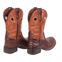 Bota Infantil Tucson - Couro escamado Firenze Café com Firenze Caramelo Cano - Solado Tucson Kids