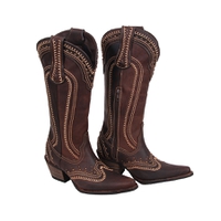 Bota Feminina Texana Tucson - Couro Fóssil Castanho - Solado P51 Rústico Café