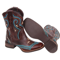 Bota Feminina Texana Tucson - Couro Firenze Café - Flor