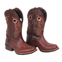 Bota Infantil Tucson - Couro Euro Texas Havana Com Pelica Café - Solado Tucson Kids