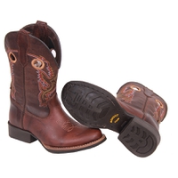Bota Infantil Tucson - Couro Euro Texas Havana Com Pelica Café - Solado Tucson Kids