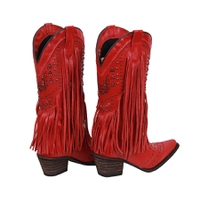 Bota Feminina Texana Tucson - Couro Napa Vermelha - Solado P51 Rústico Preto