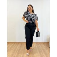 Blusa Selena Manga Curta Preto