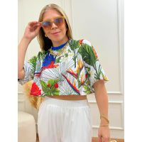 Cropped Malibu Estampado Azul