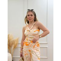 Cropped Tamara Estampado Laranja